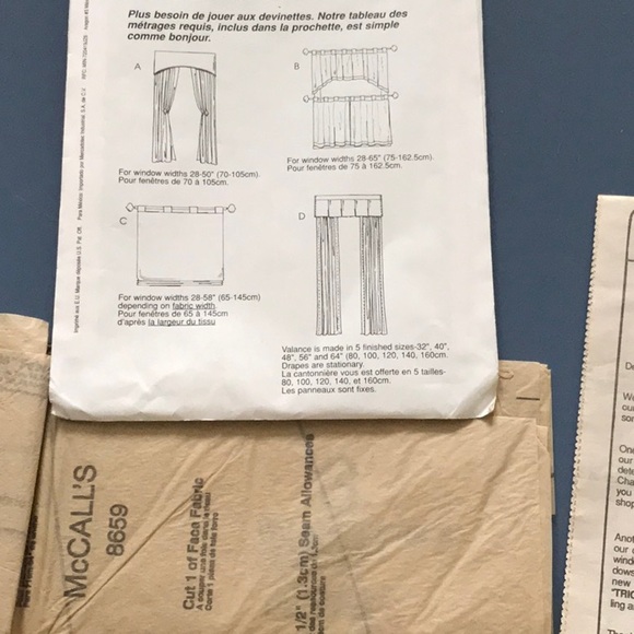 McCall’s 8659 Roman Shade Pattern and Valence Pattern - Picture 3 of 3